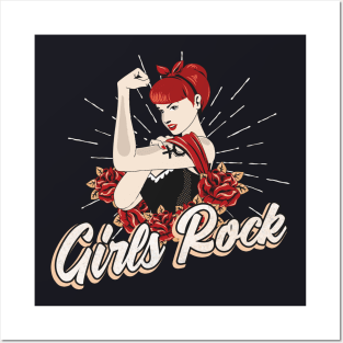 Girls Rock Rockabilly Pin-Up Women's Day Gift Posters and Art